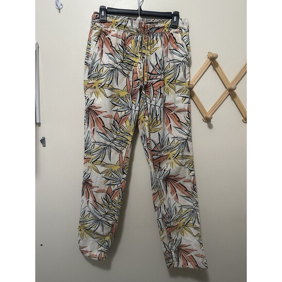 Serra Linen Blend Palm Tropical Pants Size Small - Picture 1 of 3